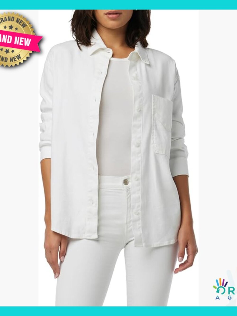 Oversized Button Down Shirt Linen Blend Collared Long Sleeve Chic Casual